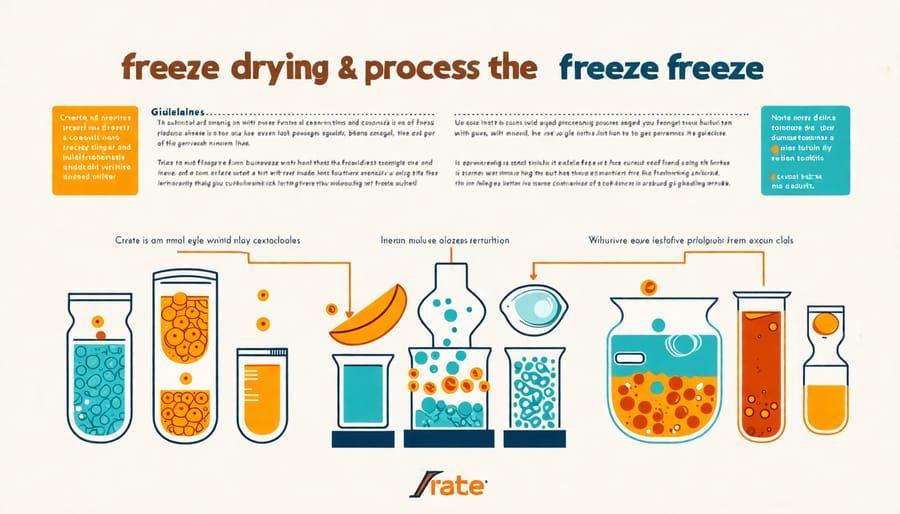 Infographic showing stages of the freeze drying process for candy